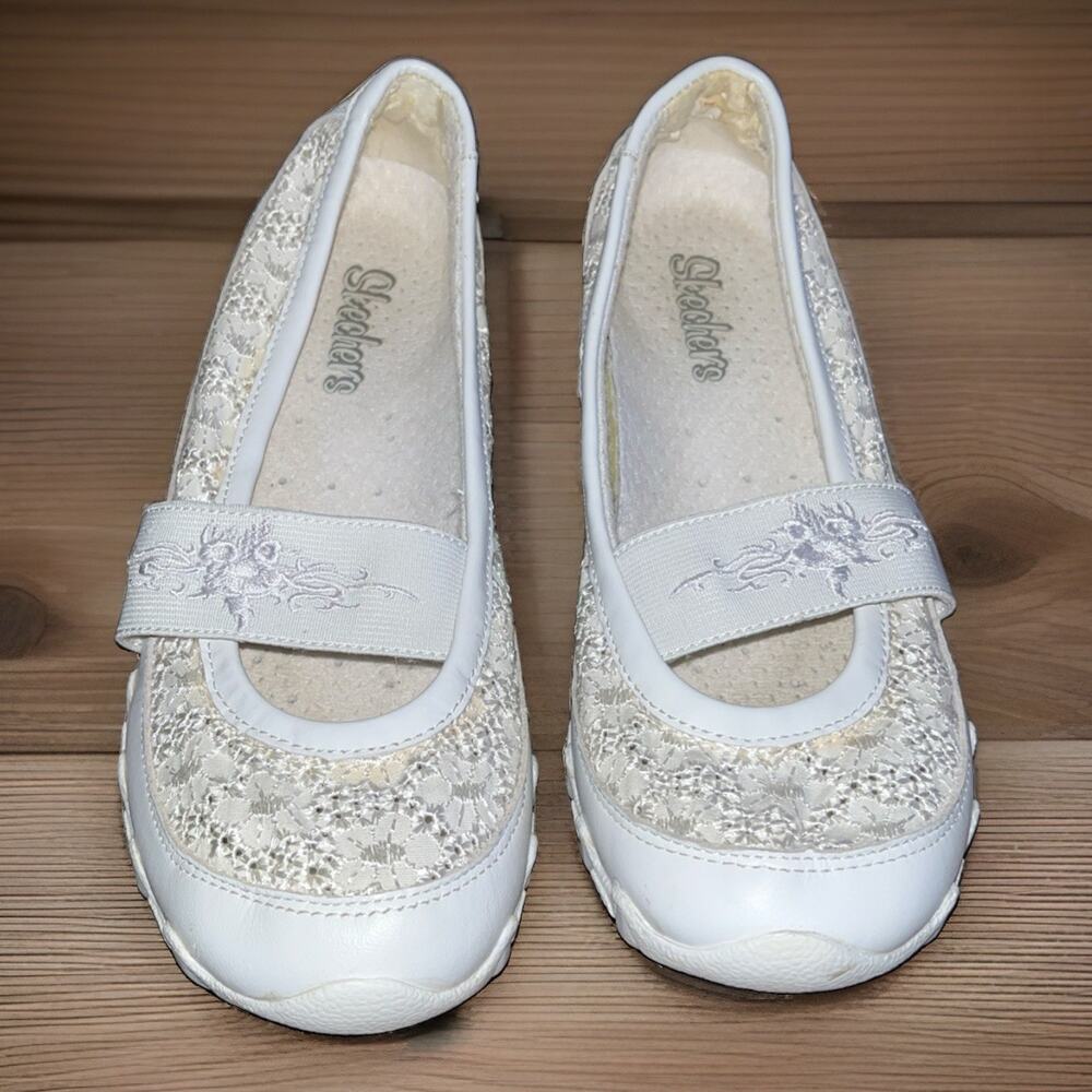 Skechers White Floral Lace Sneakers Bridal Wedding White Party Women’s Size 7